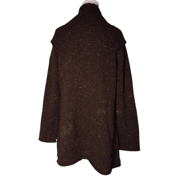 Soft Surroundings Brown Speckled Chunky Knit Wool Cashmere Blend Sweater Large - Picture 3 of 6